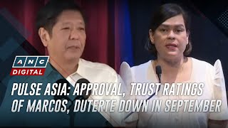 Pulse Asia Approval trust ratings of Marcos Duterte down in September  ANC [upl. by Lohrman]