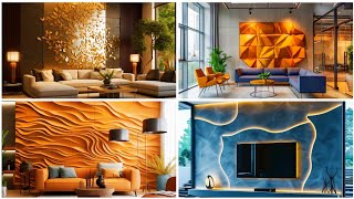 Accent Wall Ideas For Living Room  Wall Panels Home Decor  Wooden Slat Wall  Accent Wall Lights [upl. by Ielak]