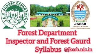 JKSSB syllabus  Forest and Ecology Department  Inspector and Forest Guard Syllabus jkssb [upl. by Lesly]