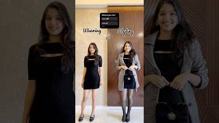 Wearing or Styling this black dress🩷 subscribe for more wearingvsstyling ootd [upl. by Llertac]