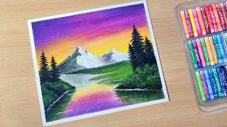 How to to draw beautiful scenery with oil pastel shorts [upl. by Iidnarb]