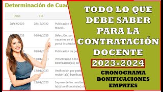 TODO LO QUE DEBE SABER SOBRE LA CONTRATACIÓN DOCENTE 2023  2024  CRONOGRAMA  BONIFICACIONES [upl. by Thamos]