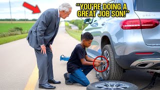 Young Black Boy Helps Millionaire with Flat Tire—What Happened Next Changed His Life Forever [upl. by Teak]