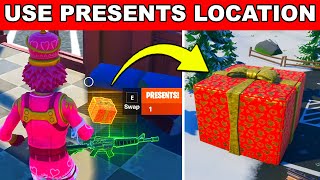 USE PRESENTS  ALL PRESENTS LOCATIONS WINTERFEST CHALLENGES FORTNITE [upl. by Faun]