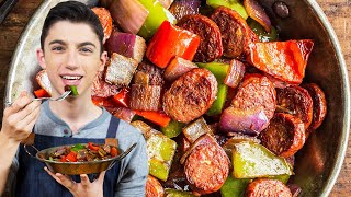 QUICK SAUSAGE amp PEPPERS  FOUR INGREDIENTS DINNER RECIPE  Eitan Bernath [upl. by Collen]