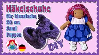 DIY  Häkelschuhe für 20 cm Puppen Klassischer Sami Schnitt • Sami Doll Tutorials [upl. by Lombard]