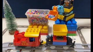 Lego Duplo  Koparka 🚧 pociąg 🚂 wywrotka 🚛 [upl. by Ahsekyt]