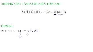 ARDIŞIK SAYILAR Ardışık Çift Sayıların Toplamı [upl. by Elum835]