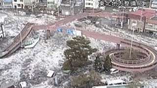 Surveillance camera footage of the 2011 tsunami in Japan [upl. by Malissa]