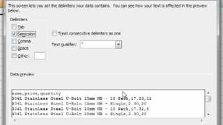 AM 4644 Import delimited data from a text file Microsoft excel 2007 ECDL Advanced ITQ3 [upl. by Vittoria536]