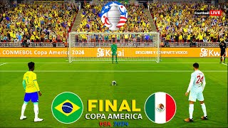 BRAZIL vs MEXICO  FINAL Copa America 2024  Penalty Shootout  Vinicius vs Mexico  eFootball PES [upl. by Fidelia992]