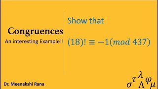 Congruences  Wilson Theorem  An Interesting Example [upl. by Katerina533]