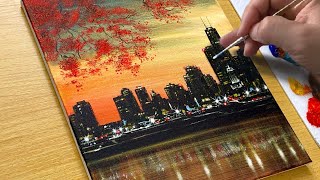 Autumn Cityscape Painting  Acrylic Painting  STEP by STEP [upl. by Power]