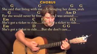 Ticket to Ride The Beatles Strum Guitar Cover Lesson in G with ChordsLyrics [upl. by Bilski979]