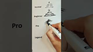 How to Draw Christmas tree 🎄 Normal vs Beginner vs Pro vs Legend shorts art [upl. by Alema585]