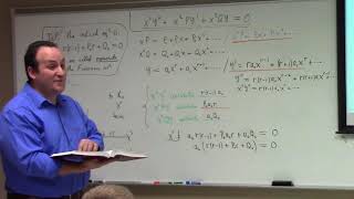 Differential Equations singular points Frobenius method 111417 part 2 [upl. by Jobye]