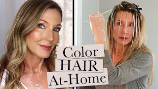 How To Color Your Hair At Home  Grey Roots  No Foil Highlights [upl. by Naynek]