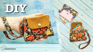 Small Wristlet Wallet Tutorial 🍒 Easy Coin Purse with Zipper and Pocket DIY [upl. by Belinda]