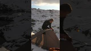 Snow camping on the Tour Du Mont Blanc tmb hiking backpacking camping mountains [upl. by Cosimo]