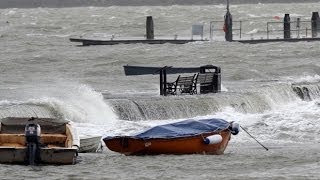 Huge wave almost sweeps man out to sea in Aberystwyth [upl. by Romalda]