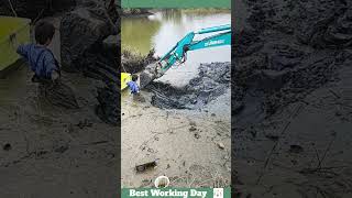 Best working day 2026 Excavator helps pull out woman stuck in mud [upl. by Aihsatan]