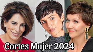 Cortes de Cabello para MUJERES 2024 CARAS REDONDASGORDITAS y SEÑORAS de 50 años MayitosBeauty [upl. by Aryt]