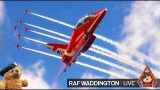 LIVE RAF WADDINGTON RED ARROWS TYPHOON amp FALCONS DISPLAY PLUS LANCASTER BOMBER amp F35B • 031024 [upl. by Giwdul]