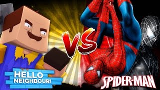 Minecraft SPIDERMAN VS HELLO NEIGHBOUR  THE NEIGHBOUR HAS SPIDERMANS TEDDY BEAR  Donut the Dog [upl. by Sahpec]