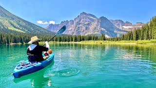 Many Glacier Kayak from Swiftcurrent Lake to Lake Josephine in Glacier National Park [upl. by Odo839]