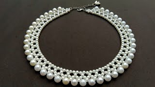 How To Make Pearl NecklaceDesigner Necklace Useful amp Easy [upl. by Yde371]