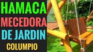 IDEAS HAMACA MECEDORA DE MADERA PARA JARDÍN CON MESA DE TRAGOS HERMOSO COLUMPIO PARA EL JARDÍN [upl. by Rez208]