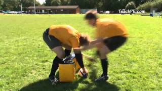 Rugby Drill  Rucking  Clearing a defender crossing arms [upl. by Lucienne]