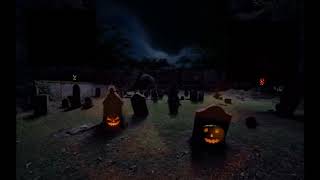 Spooky Dark Graveyard with Jack O lanterns Ghosts Ghouls Crickets Wind Owls Halloween Ambience [upl. by Calysta]