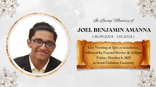 A Beautiful soul Honoring the life of JOEL BENJAMIN AMANNA Home Service3pm Funeral Service 445 [upl. by Nosinned]