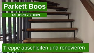 Treppe abschleifen und renovieren in Köln Dortmund Düsseldorf NRW Parkett Boos Tel 01797831089 [upl. by Venita140]