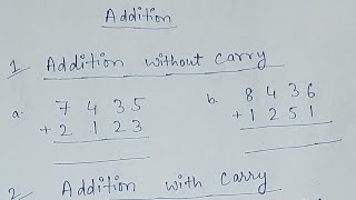 Addition  Addition Without Carry  Addition With Carry Addition Of 4  Digit Numbers [upl. by Dranyer]