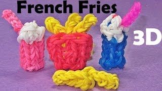 Rainbow Loom French Fries 3D DIY Mommy Design  How To Make [upl. by Elvah]