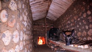 Building Warm and Comfortable Dugout for the Winter  Bushcraft Survival Shelter Cooking DIY Asmr [upl. by Idell62]