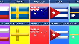 Removing Blue Color the Flags of Every Countries  Fun with Flags [upl. by Ricoriki]