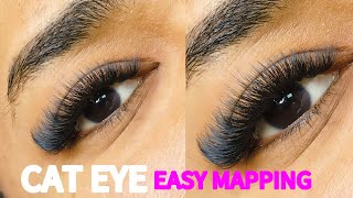 EASY LASH EXTENSIONS MAPPING • CAT EYE SHAPE • EYELASH Extensions 101 • Beginners guide [upl. by Afrikah]