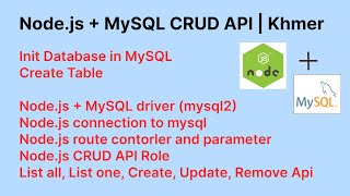 Nodejs  MySQL CRUD API  Speak khmer [upl. by Attener]