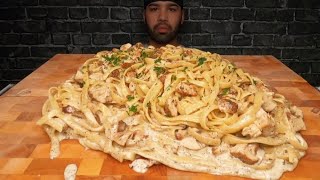 CHICKEN FETTUCCINE ALFREDO MUKBANG [upl. by Quin63]