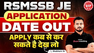 RSMSSB JE Notification 2024  RSMSSB JE Notification Date 2024 Out  RSMSSB JE Vacancy  Shubham Sir [upl. by Orag]