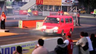 Mitsubishi L300 VR4 Turbo Van Drag Racing at Meremere Dragstrip New Zealand [upl. by Magan]