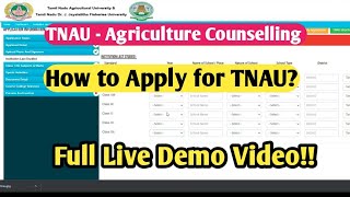 How to Apply for TNAU Counselling online ApplicationFull demo video for online TNAU Application [upl. by Lewin348]