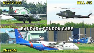 Melihat Aktivitas Pesawat Polisi CN295 TNI AD NC212200 Bell 412 Di Bandara Pondok Cabe [upl. by Arikihs]