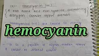 Hemocyanin I Bioinorganic chemistry  Easy hand made notes MSc chemistry notes [upl. by Valdas989]