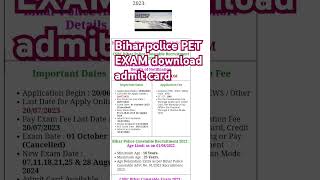 CSBC Bihar Police Constable PET Admit Card 2024 download admit card [upl. by Sseb]