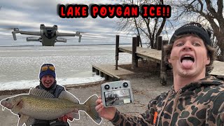 Lake Poygan EARLY ICE w my Drone [upl. by Elo318]