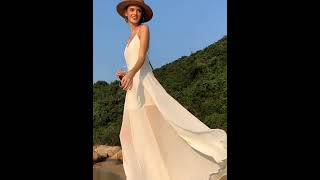 Ankle Length Chiffon Beach Wedding Gown A Line Simple Casual Bridal Dress beachweddingdresses [upl. by Caine963]